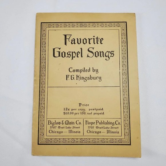 1923 Favorite Gospel Songs hymn Book Compiled By F.G. Kingsbury Chicago - Picture 1 of 5